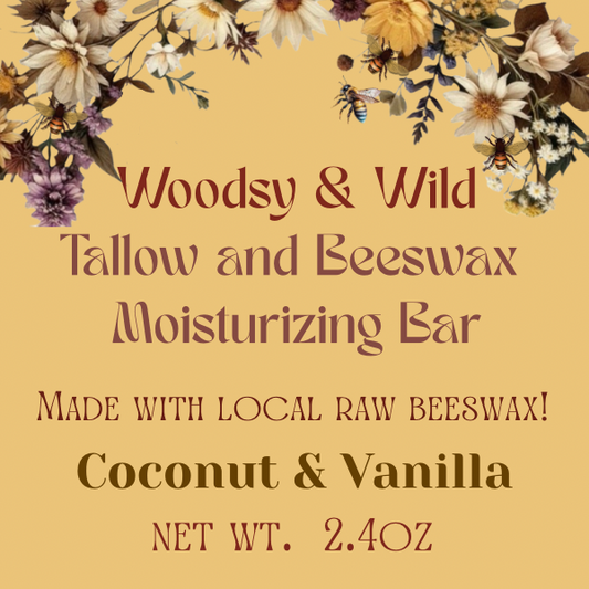 Coconut-Vanilla Tallow & Beeswax Moisturizing Bar 2.4oz